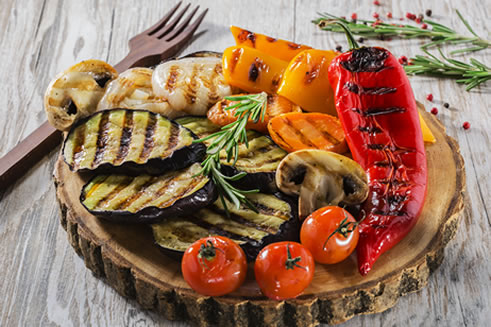 Plate filled with grilled vegetables