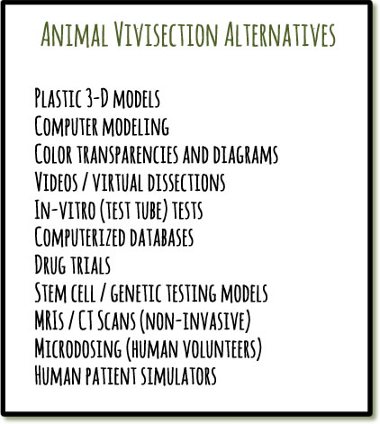Mainly Vegan's list of animal vivisection alternatives