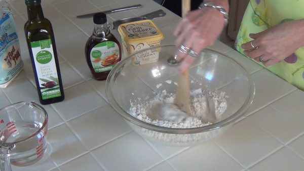 Combine all of the dry ingredients in a large bowl.