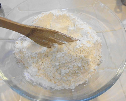 In a medium bowl, stir together the flour, powdered sugar and salt.