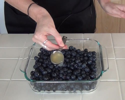 Sprinkle the berries with the lemon juice.