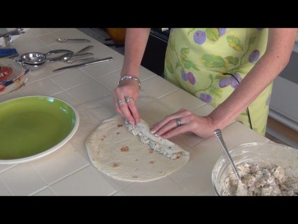 Spread the mixture onto the tortillas about 1/2-inch from the edge, tightly rolling the tortilla along the way.